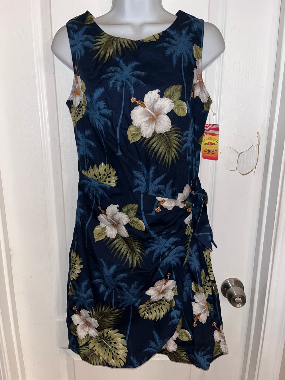 NWT Pacific Legend Apparel Front Wrap Mini Dress Floral Hibiscus